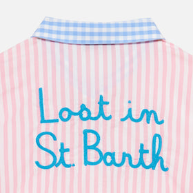 Girl striped shirt dress with embroidery - MC2 Saint Barth
