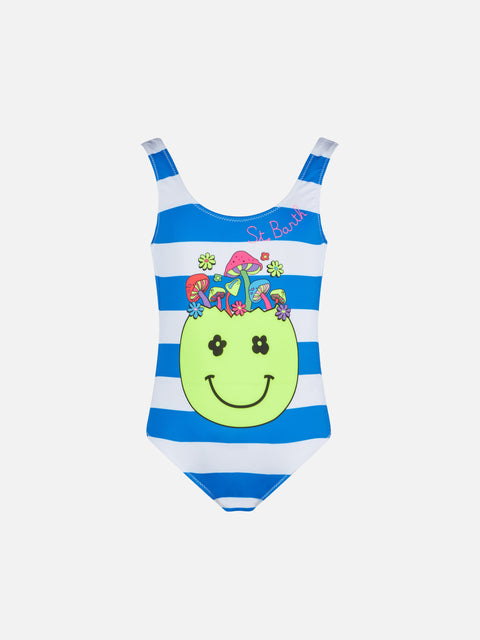 Girl one piece swimsuit with '70 smile print - MC2 Saint Barth