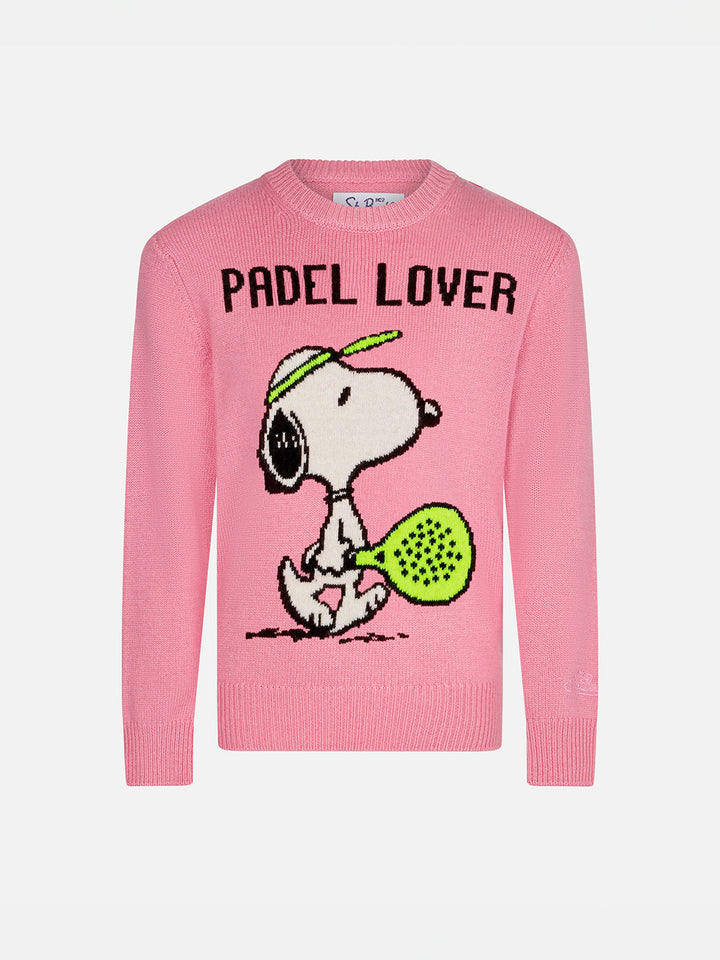 Girl crewneck sweater with Snoopy Padel print | SNOOPY PEANUTS™ SPECIAL EDITION - MC2 Saint Barth