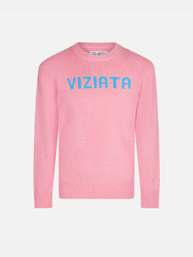 Pink girl sweater with Viziata print - MC2 Saint Barth