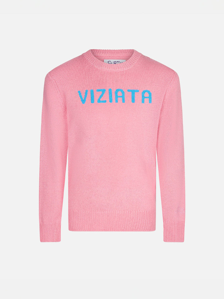 Pink girl sweater with Viziata print - MC2 Saint Barth