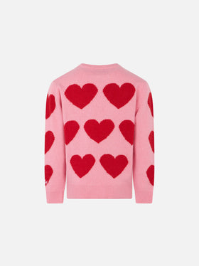 Girl sweater with hearts print and I Love my Mom embroidery - MC2 Saint Barth