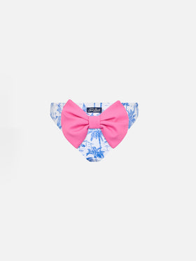Girl swim briefs Madame with bow and toile de jouy print - MC2 Saint Barth