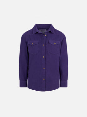 Girl velvet overshirt with Saint Barth rhinestones print - MC2 Saint Barth