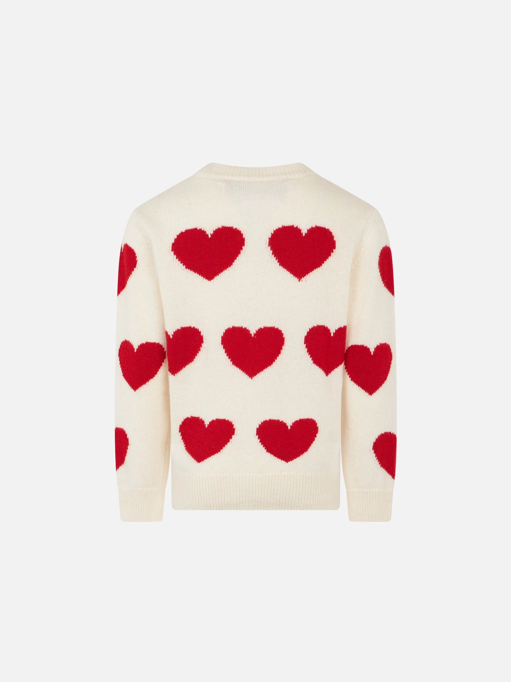 Girl white sweater with heart jacquard - MC2 Saint Barth
