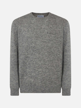 Man grey mélange stretch wool sweater with St. Barth embroidery - MC2 Saint Barth
