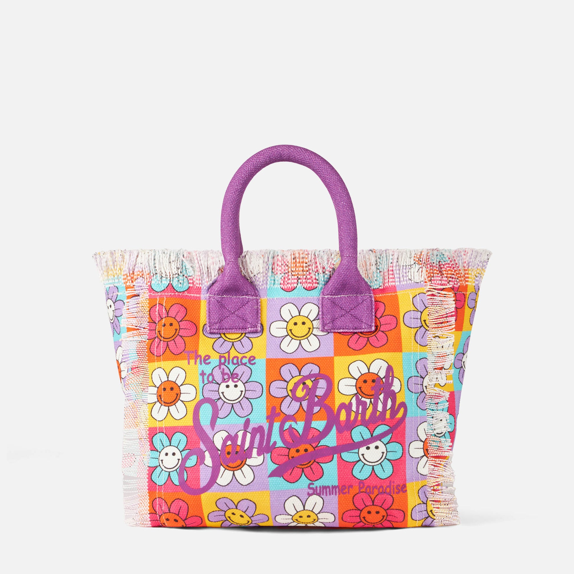 Colette canvas handbag with smiling daisy print - MC2 Saint Barth