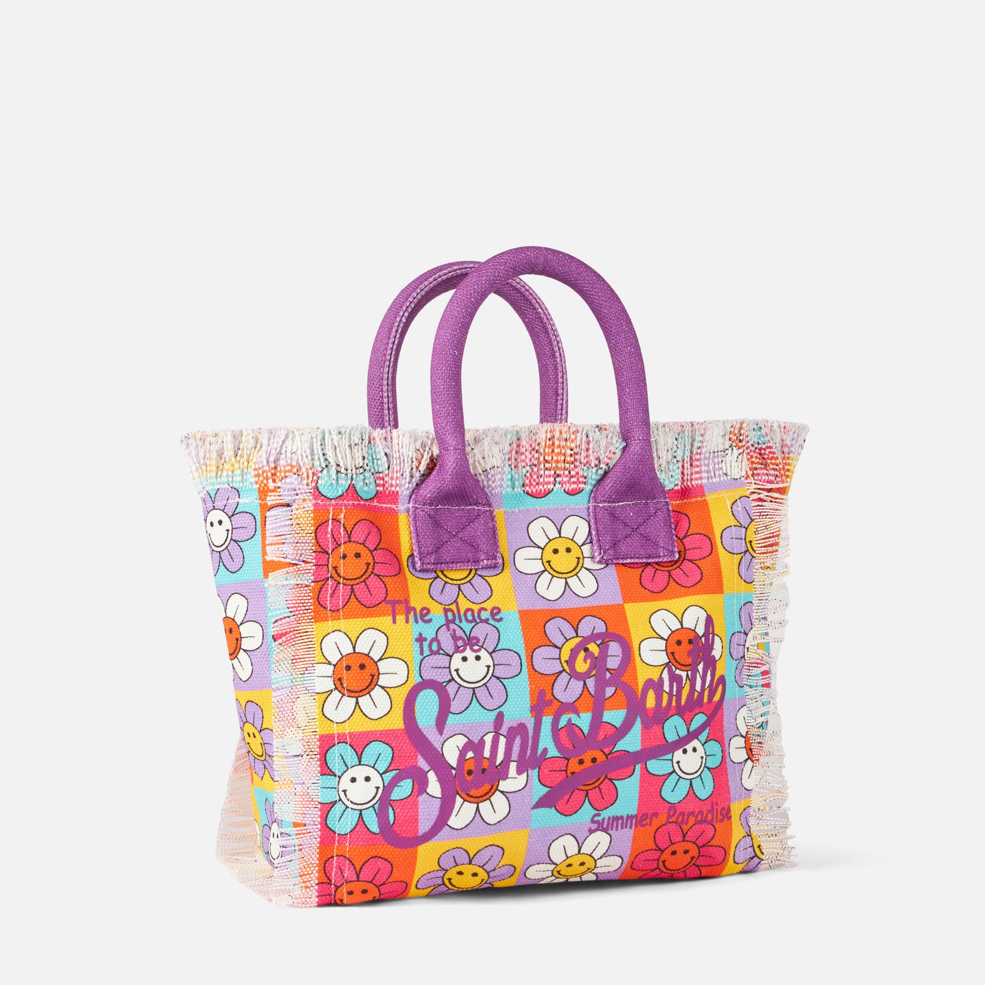 Colette canvas handbag with smiling daisy print - MC2 Saint Barth