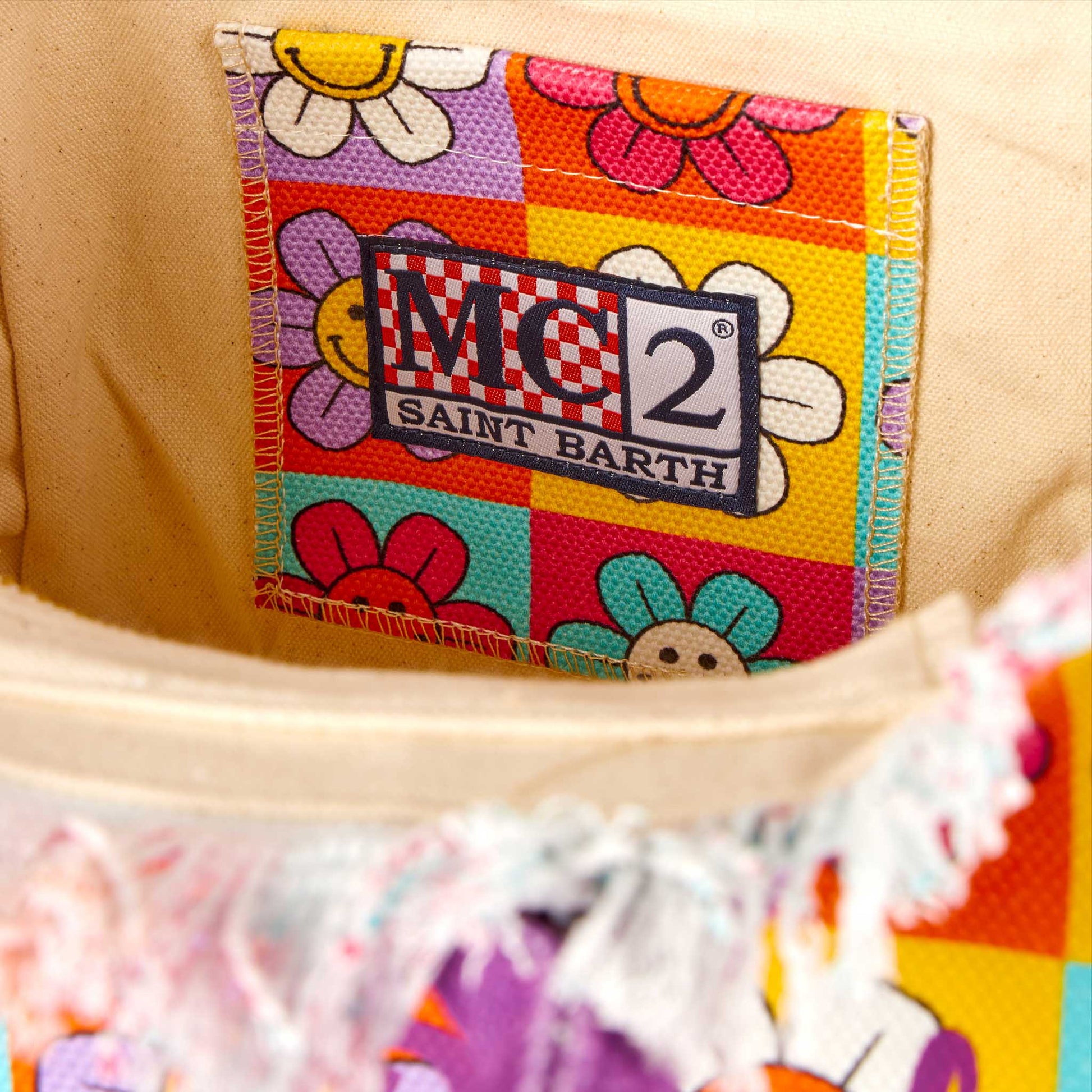 Colette canvas handbag with smiling daisy print - MC2 Saint Barth