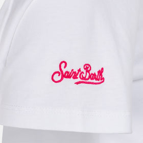 Girl cotton t-shirt with Saint Barth print - MC2 Saint Barth