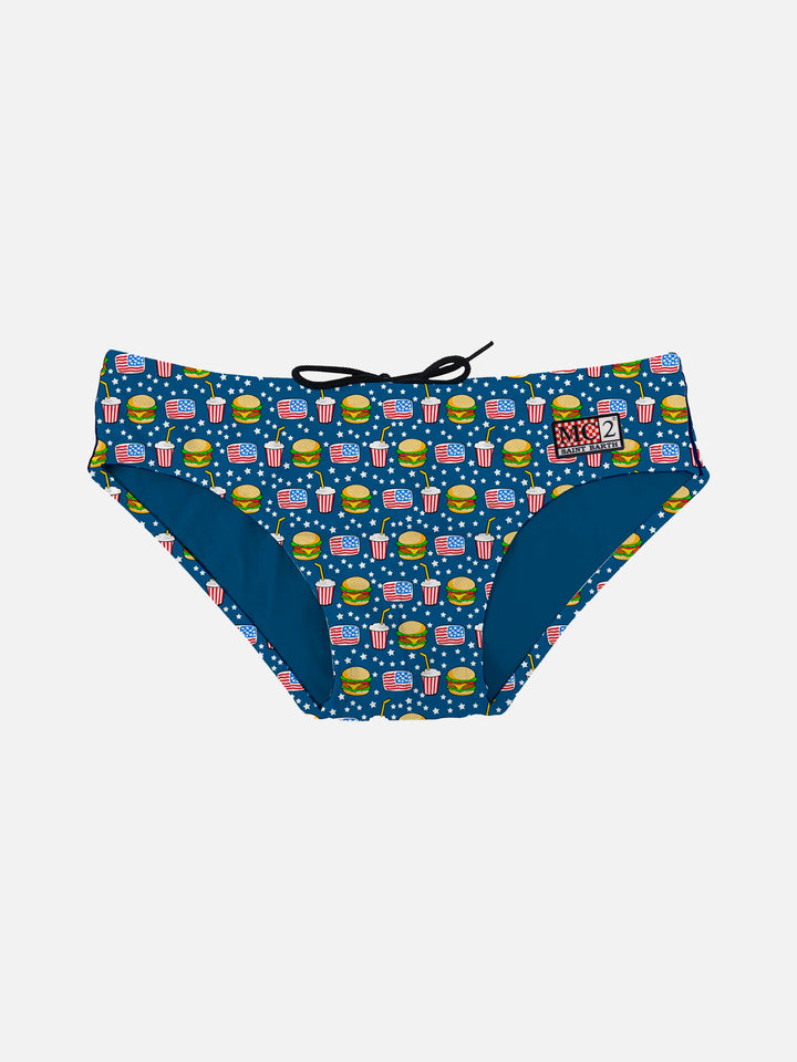 Boy swim briefs with hamburger print - MC2 Saint Barth