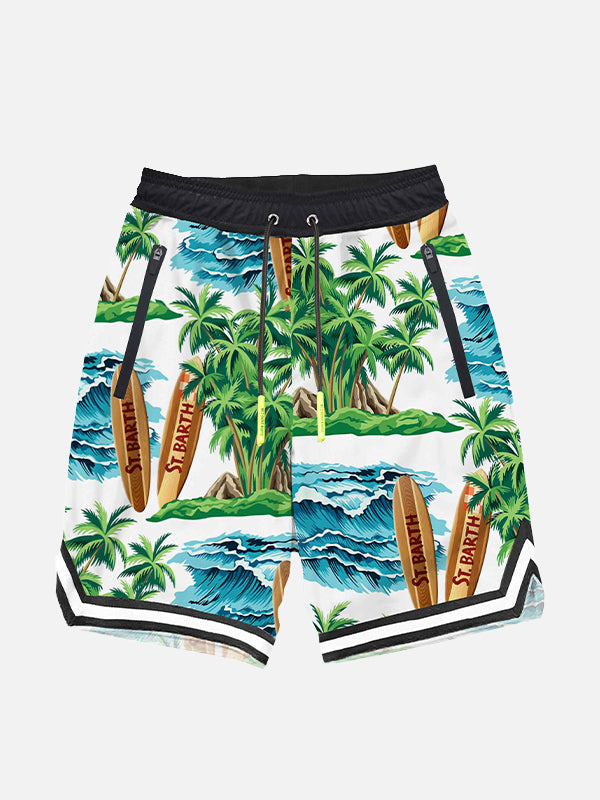 Hawaiian print boy swim shorts surf style - MC2 Saint Barth
