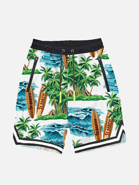 Hawaiian print boy swim shorts surf style - MC2 Saint Barth