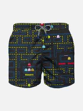 Boy light fabric swim shorts with Pac Man print |Pacman© - MC2 Saint Barth