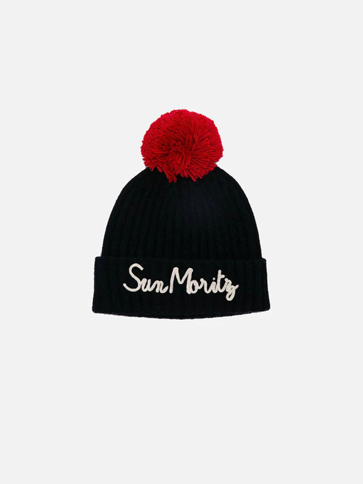 Kid hat with Sun Moritz embroidery and pompon - MC2 Saint Barth