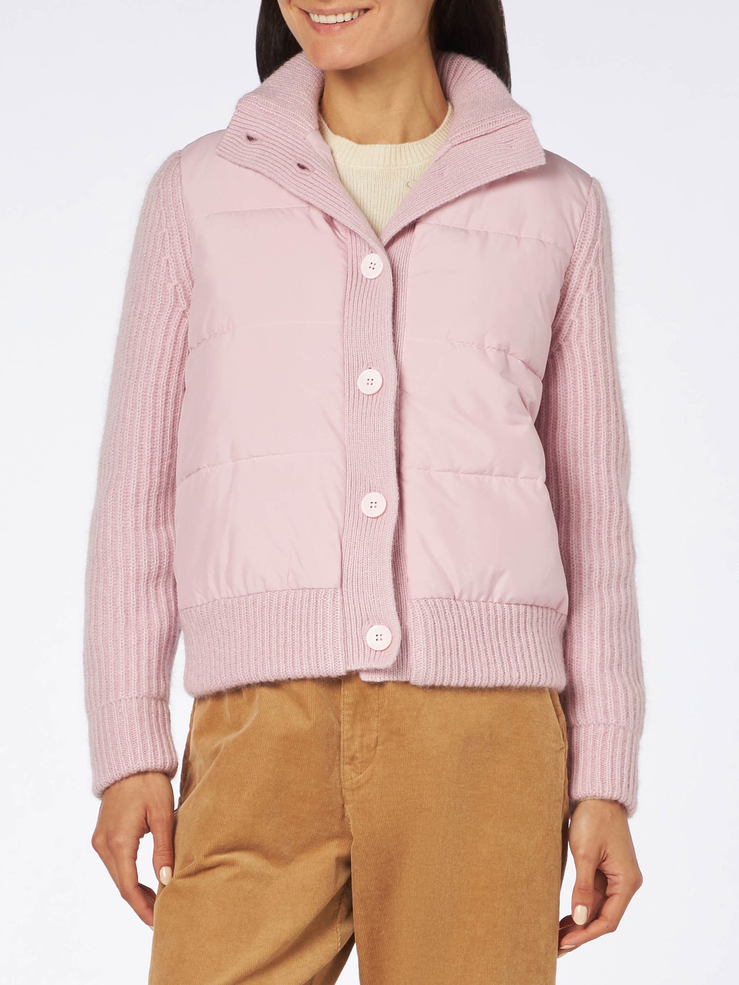 Woman padded jacket with knitted sleeves - MC2 Saint Barth