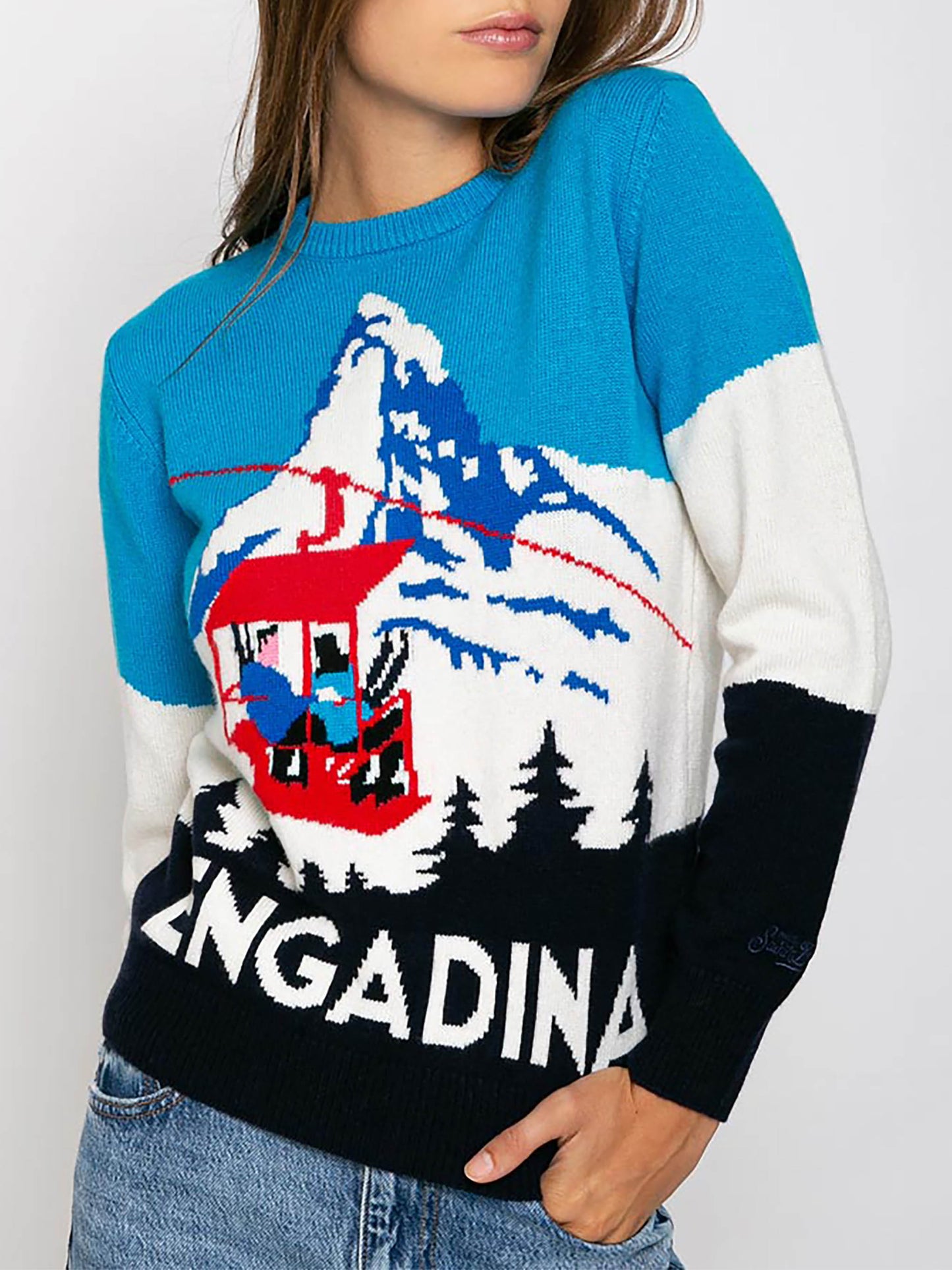 Woman sweater Engadina vintage postcard print - MC2 Saint Barth