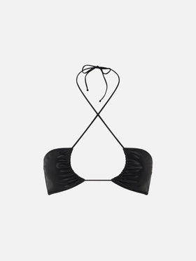 Top a fascia donna in lamina nera