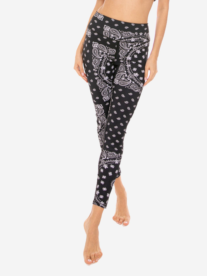 Black bandana printed yoga top and leggings - MC2 Saint Barth