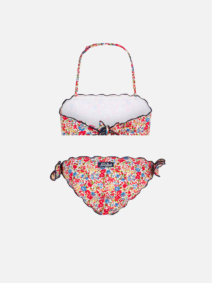 Girl bandeau bikini with multicolor flowers print - MC2 Saint Barth