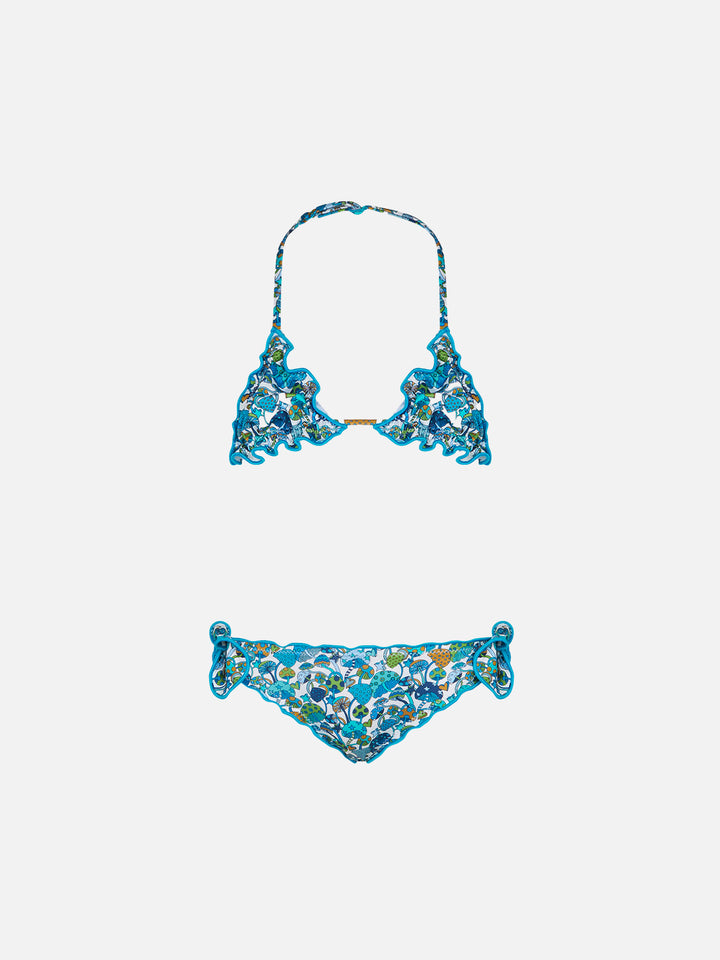 Girl triangle bikini with mushroom print | Made with Liberty fabric - MC2 Saint Barth