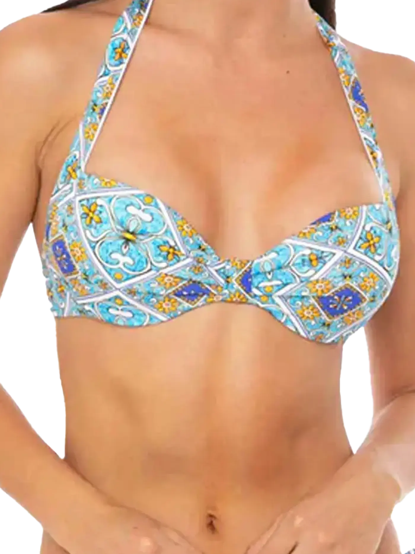 Light blue majolica print bralette - MC2 Saint Barth