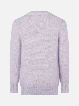 Girl crewneck lilac soft sweater with St. Barth embroidery - MC2 Saint Barth