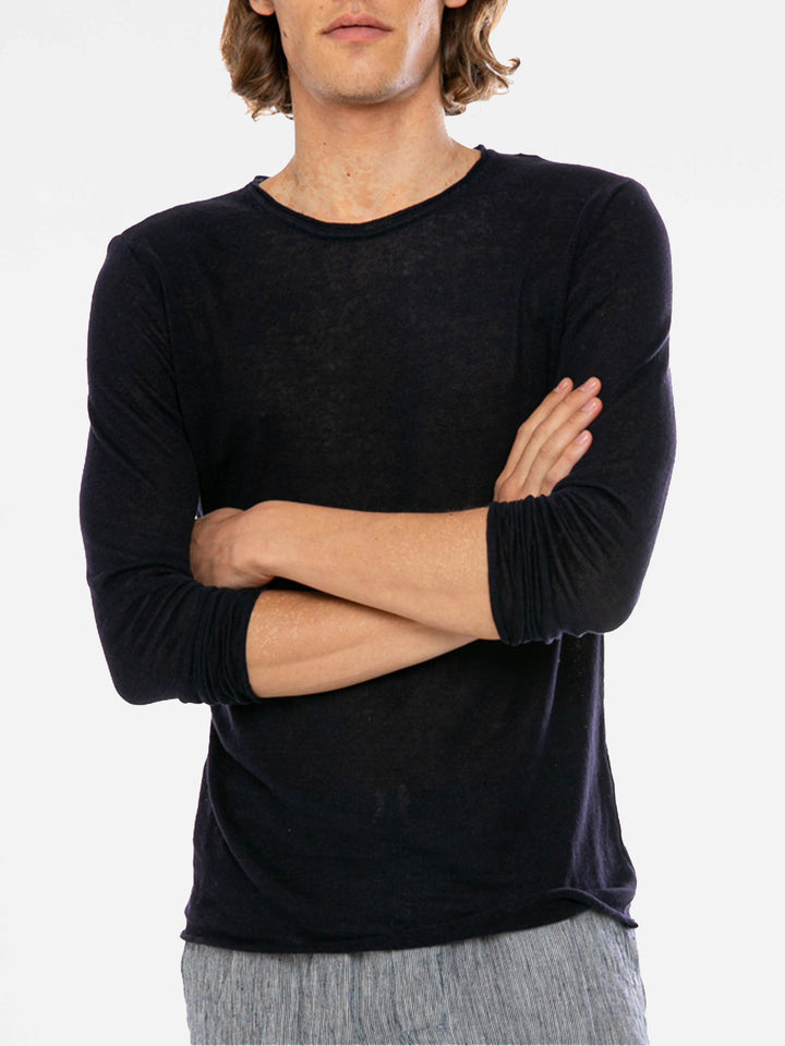 T-Shirt Man Blue Navy Linen - MC2 Saint Barth