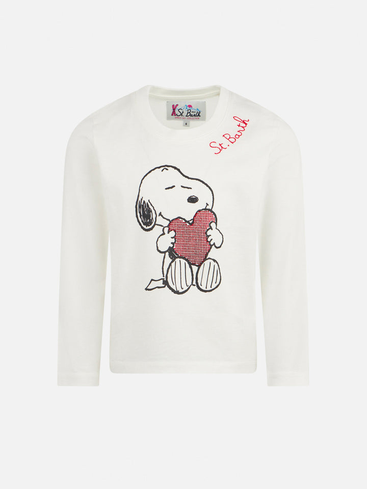 Girl heavy cotton t-shirt with Snoopy rhinestones print | SNOOPY PEANUTS™ SPECIAL EDITION - MC2 Saint Barth