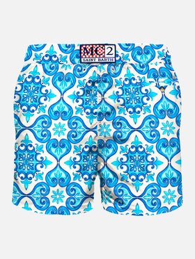 Light fabric man swim shorts maiolica print - MC2 Saint Barth