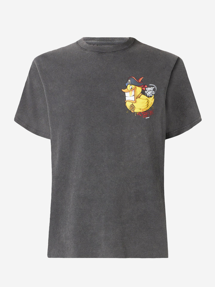 Man cotton t-shirt with captain duck front and back print | CRYPTO PUPPETS® SPECIAL EDITION - MC2 Saint Barth