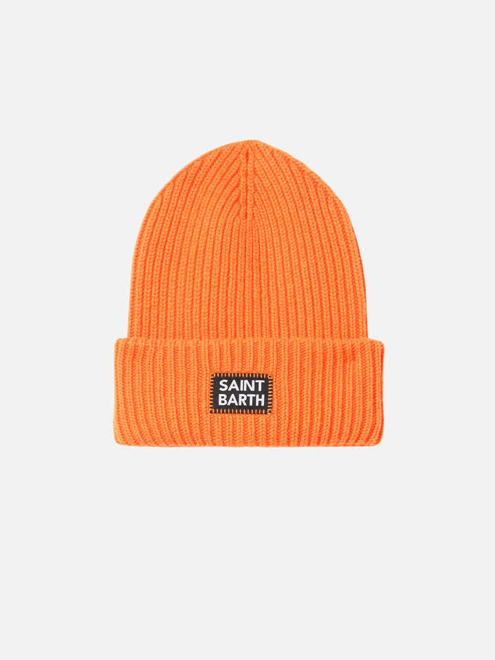 Herren-Strickmütze in Fluo-Orange
