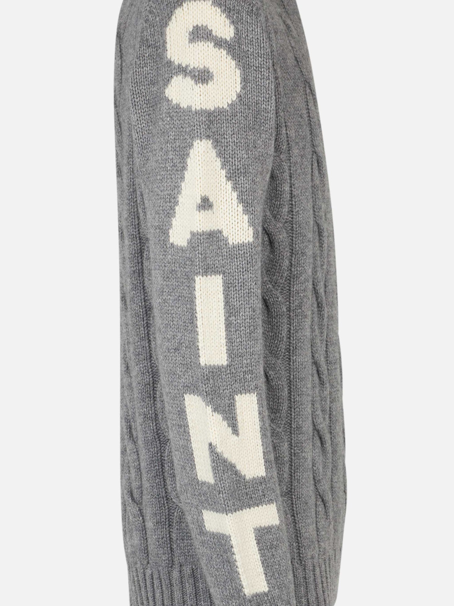 Man grey heavyweight cable knit sweater Bergen - MC2 Saint Barth