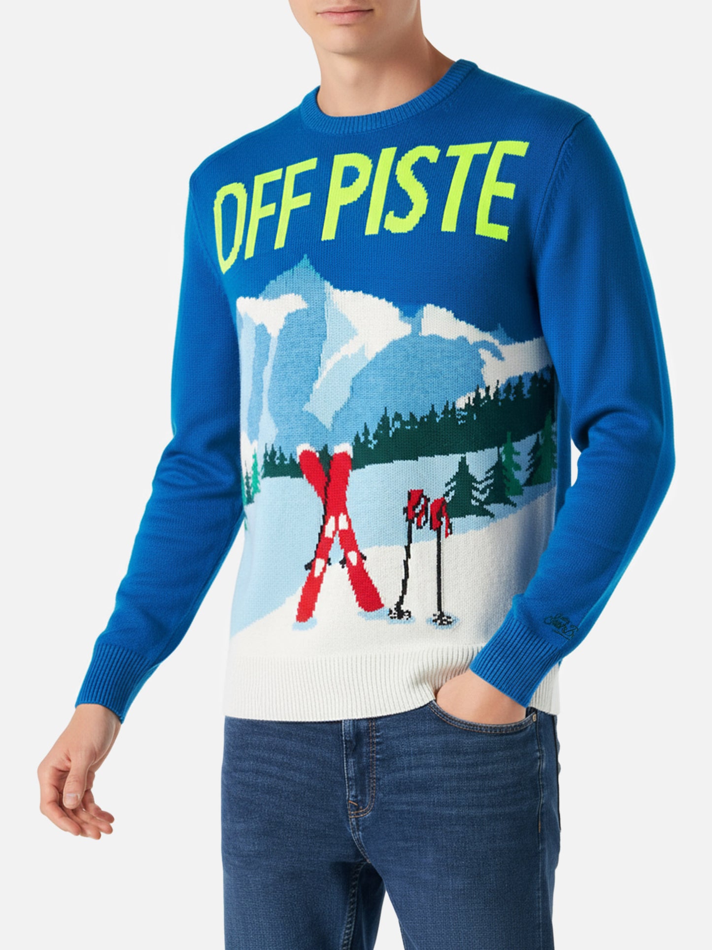 Maglione da uomo con cartolina montagne