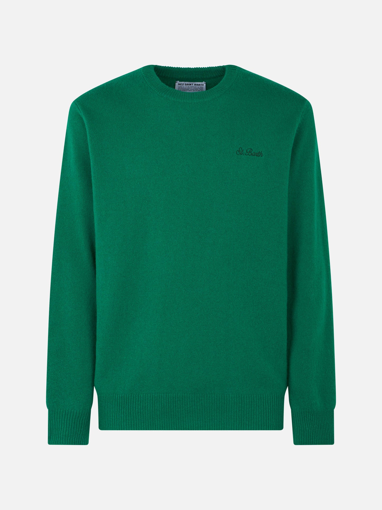 Man crewneck green sweater with St. Barth embroidery - MC2 Saint Barth