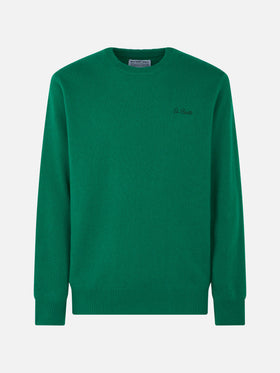 Man crewneck green sweater with St. Barth embroidery - MC2 Saint Barth