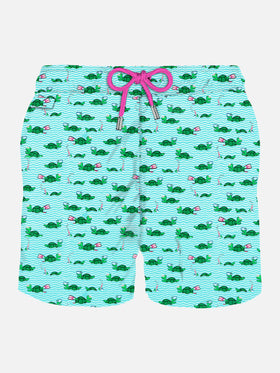 Man light fabric swim shorts with swimmer turtle print - MC2 Saint Barth