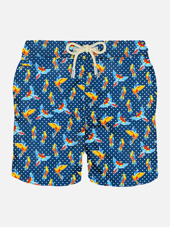 Man light fabric swim shorts with tropical birdies print - MC2 Saint Barth