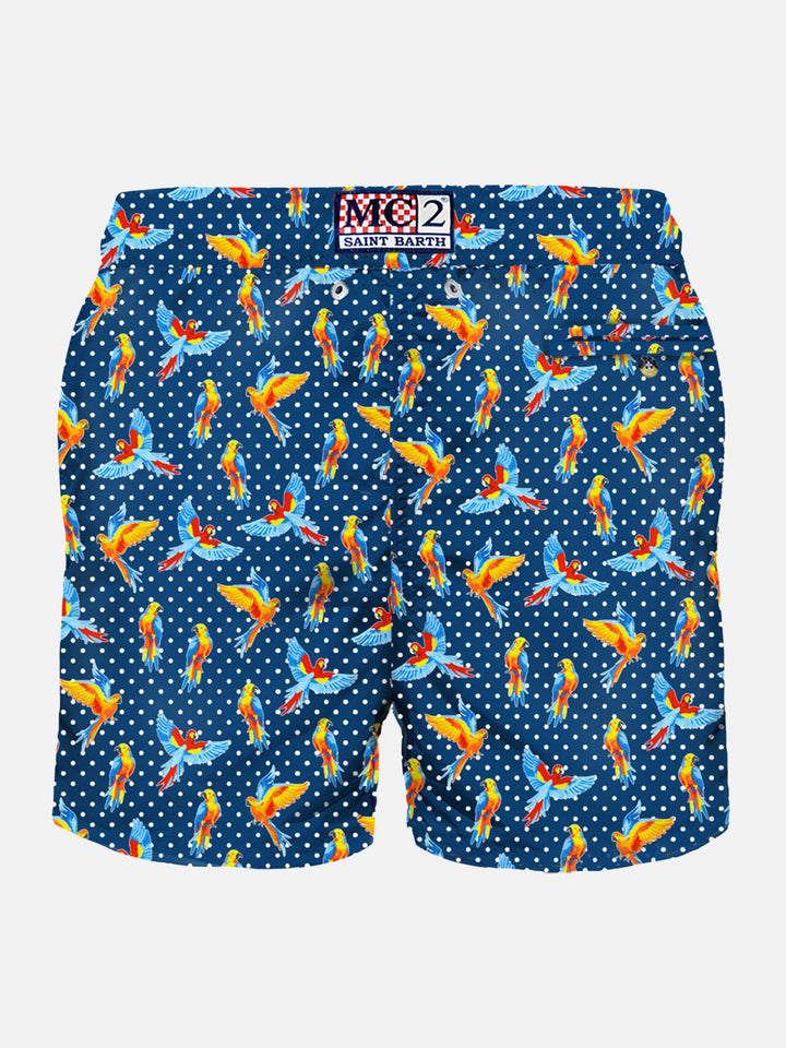 Man light fabric swim shorts with tropical birdies print - MC2 Saint Barth