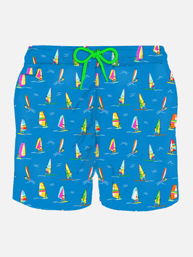 Man light fabric swim shorts with windsurf print - MC2 Saint Barth