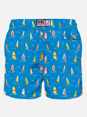 Man light fabric swim shorts with windsurf print - MC2 Saint Barth
