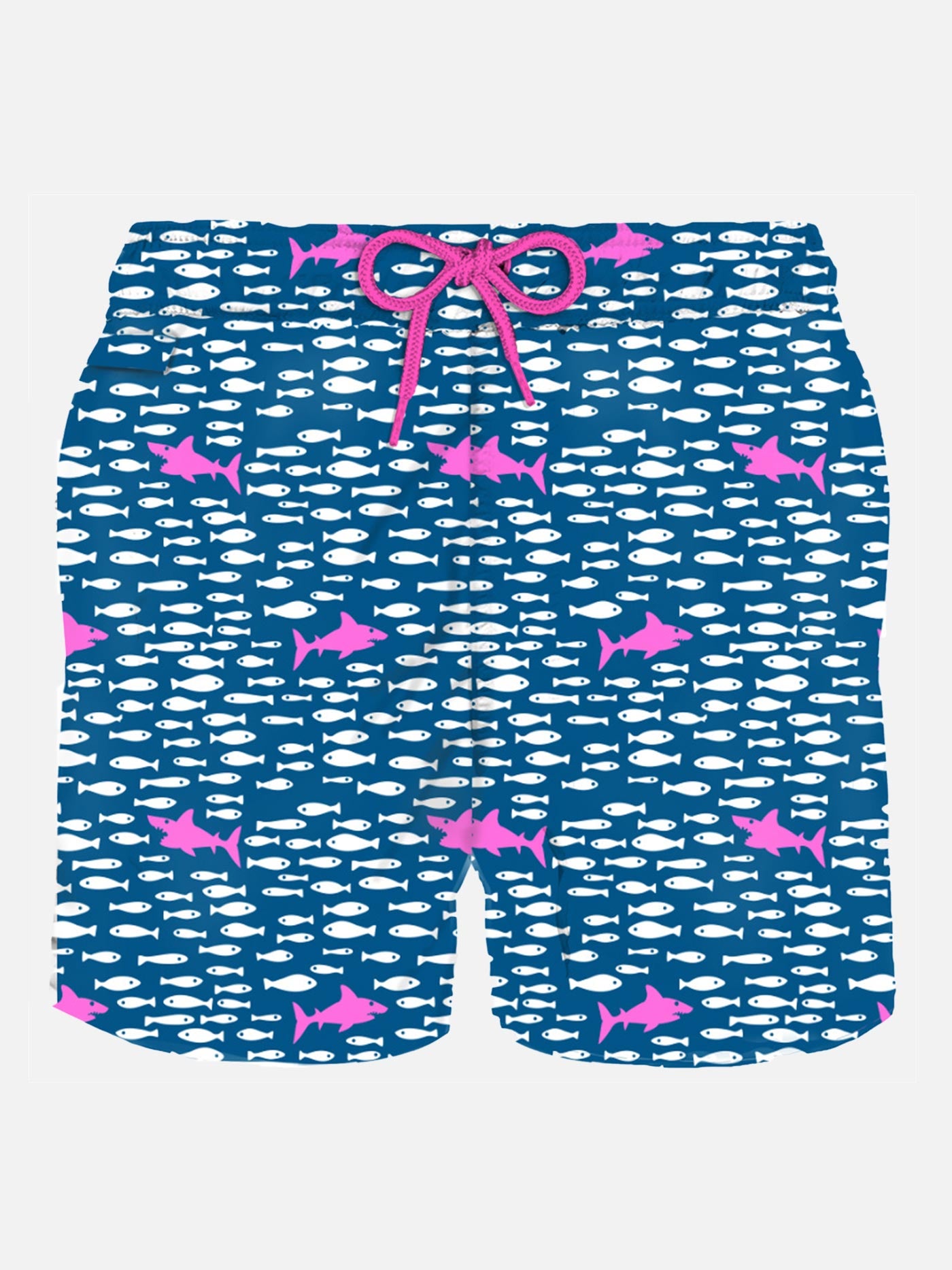 Man light fabric swim shorts with fish and sharks print - MC2 Saint Barth
