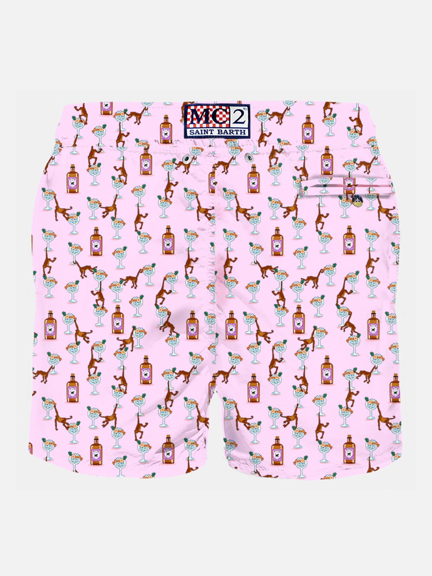 Man light fabric swim shorts with gin and monkey print - MC2 Saint Barth