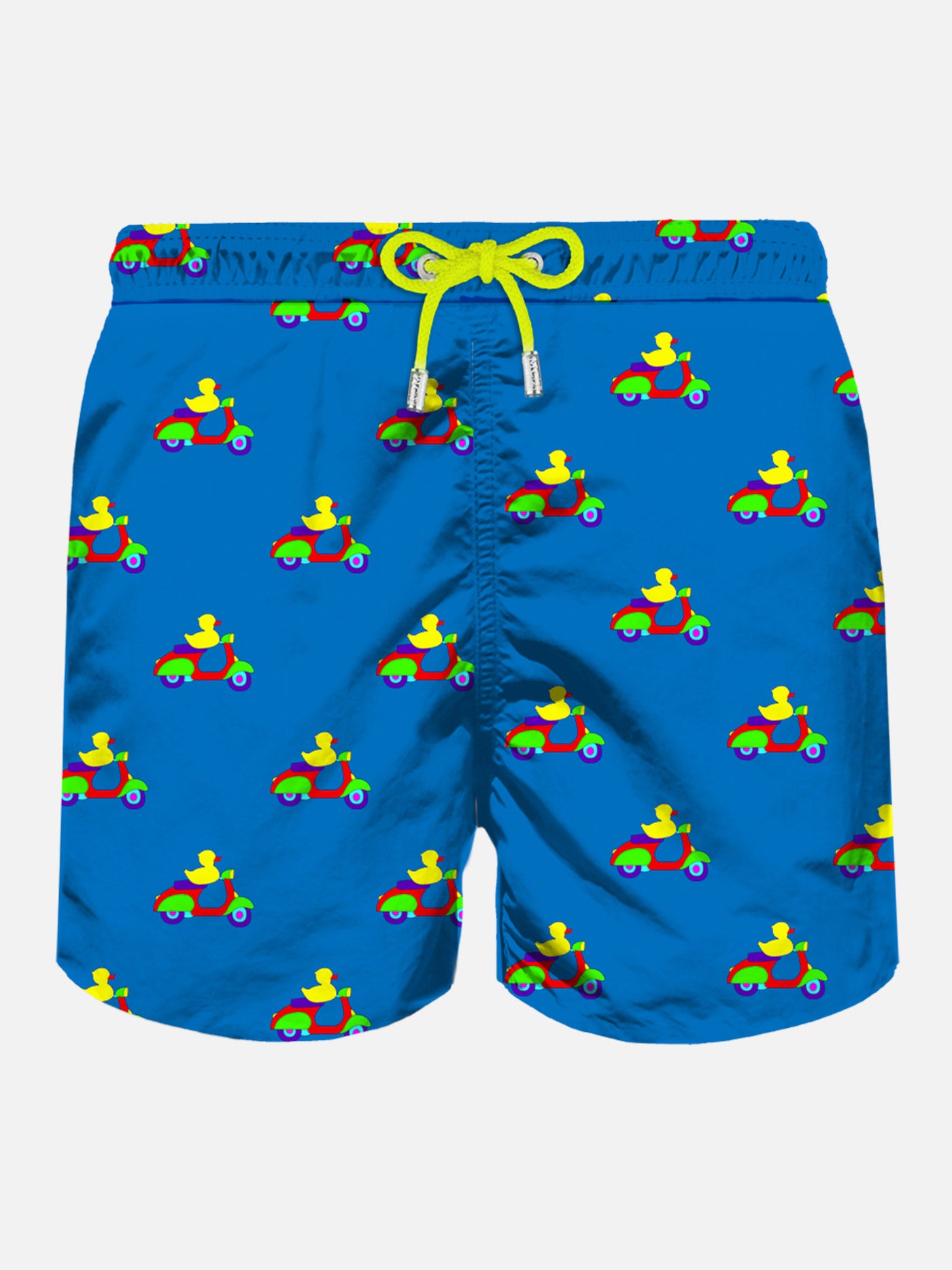 Herren-Badeshorts aus leichtem Stoff mit Reiter-Enten-Aufdruck | MARCO LODOLA ART SONDERAUSGABE