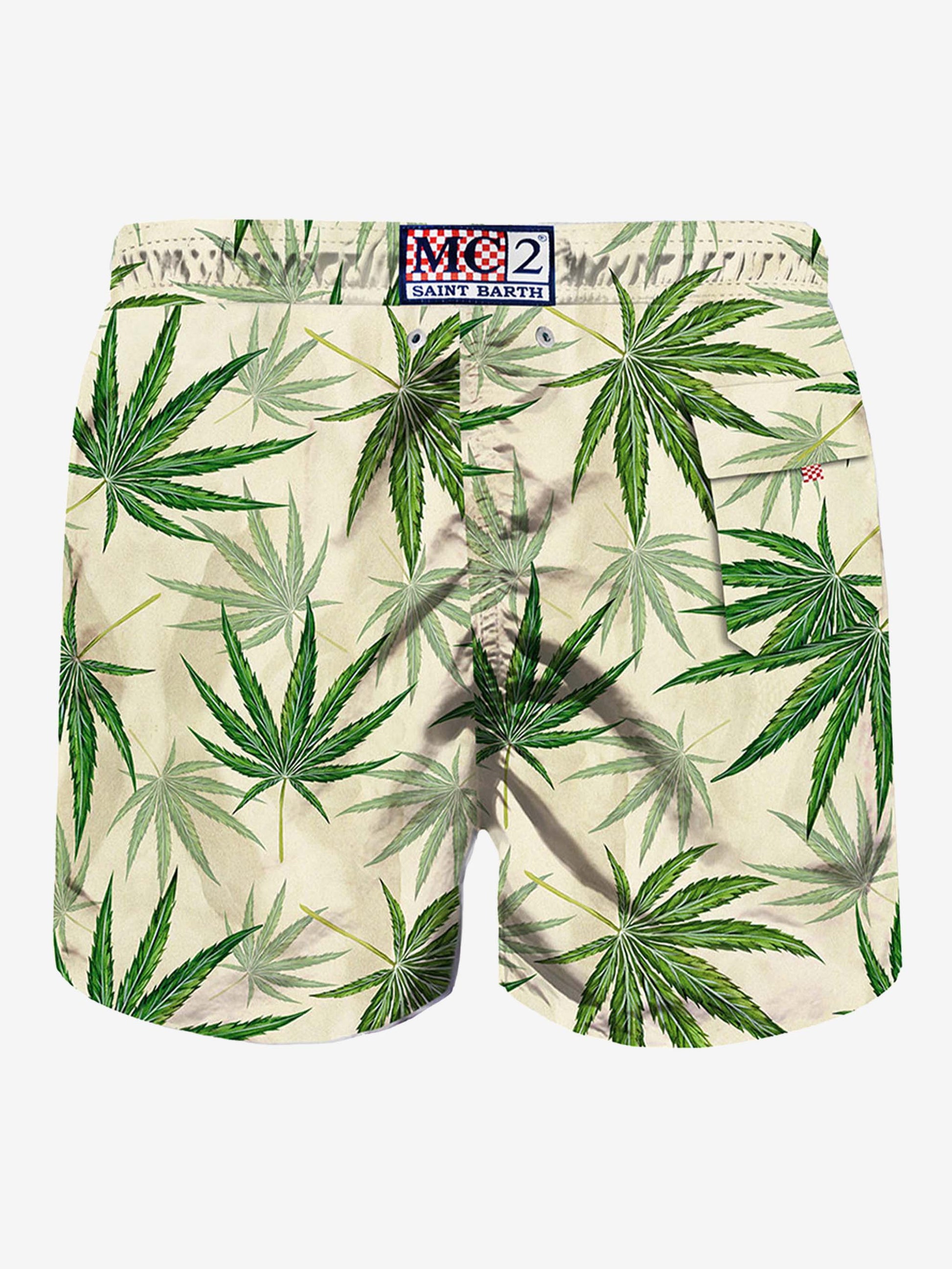 Green Leaves all over print swim shorts - MC2 Saint Barth