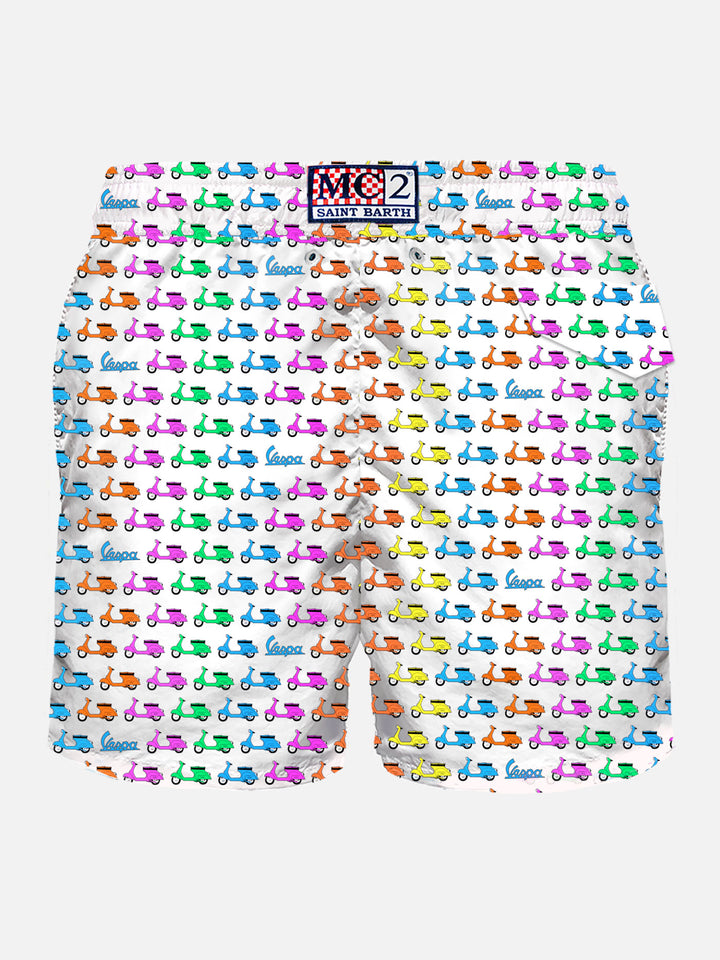 Man light fabric swim shorts with Vespa print | VESPA© SPECIAL EDITION - MC2 Saint Barth