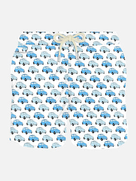 Man light fabric swim shorts with Fiat 500 car print | FIAT© 500 Special Edition - MC2 Saint Barth