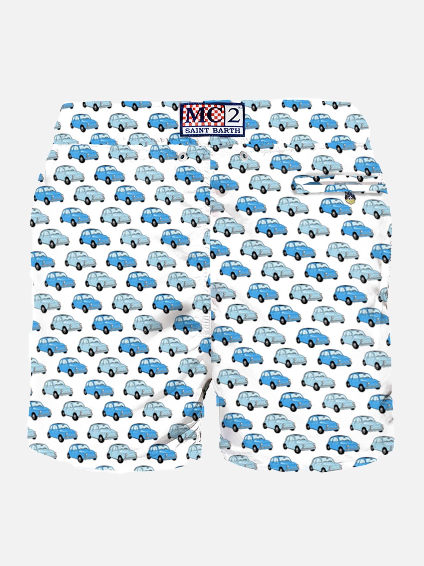Man light fabric swim shorts with Fiat 500 car print | FIAT© 500 Special Edition - MC2 Saint Barth