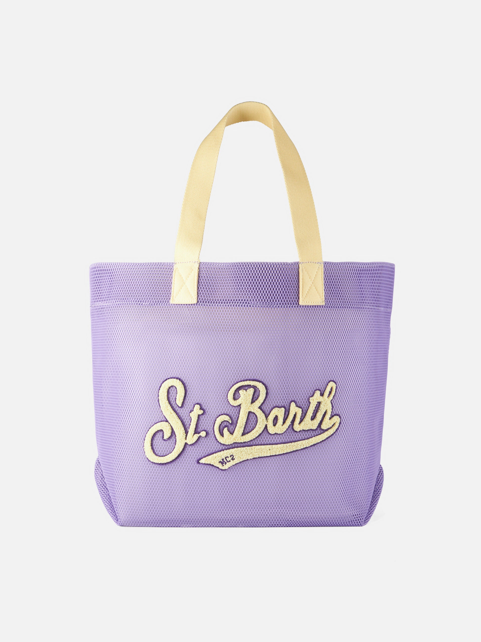 Mesh purple shopper bag with terry patch | MELISSA SATTA SPECIAL EDITION - MC2 Saint Barth
