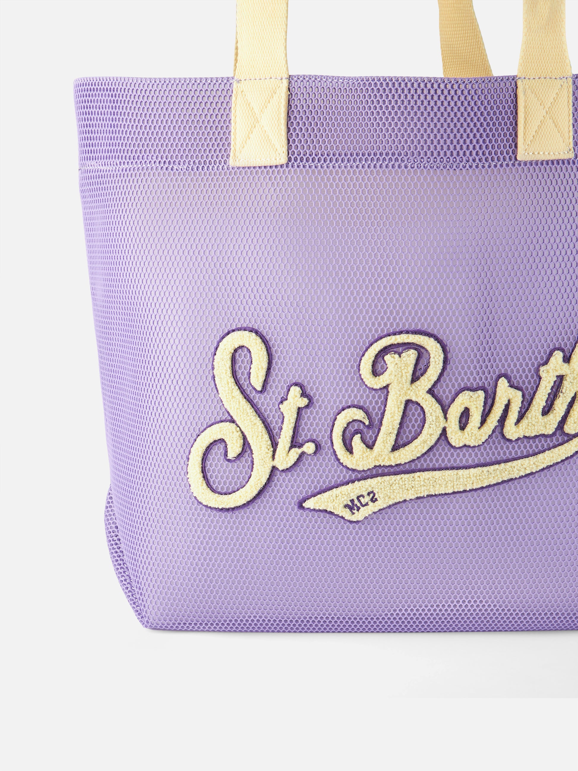 Mesh purple shopper bag with terry patch | MELISSA SATTA SPECIAL EDITION - MC2 Saint Barth